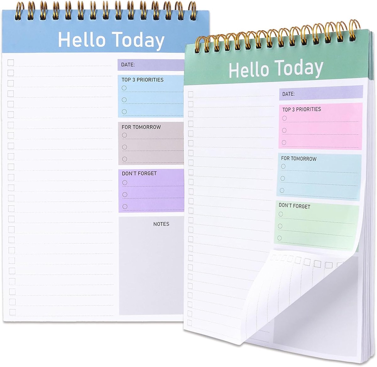 SnelShoppen - Dagplanner Ongedateerd 2 Stuk | Weekplanner & To-Do-Planner met Dubbelzijdig Schrijven | Notitieboek met Afsprakenplanner voor Kantoor,