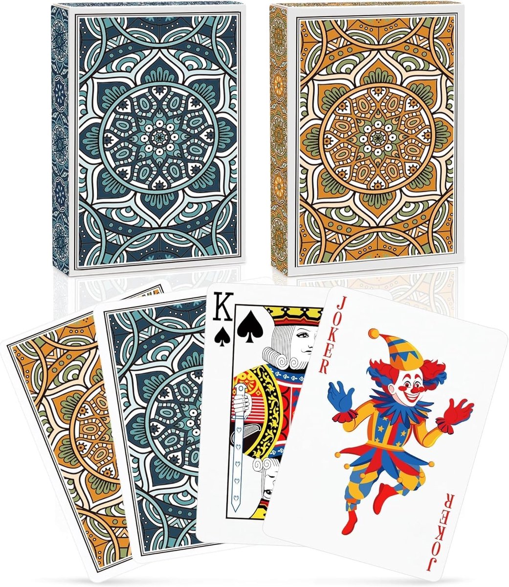 Inovra- Speelkaarten Papieren - Groen/Oranje - Spelletjes - Kaartspellen - Voor Volwassenen - Vermaak voor Gezelschap - Kaartspel