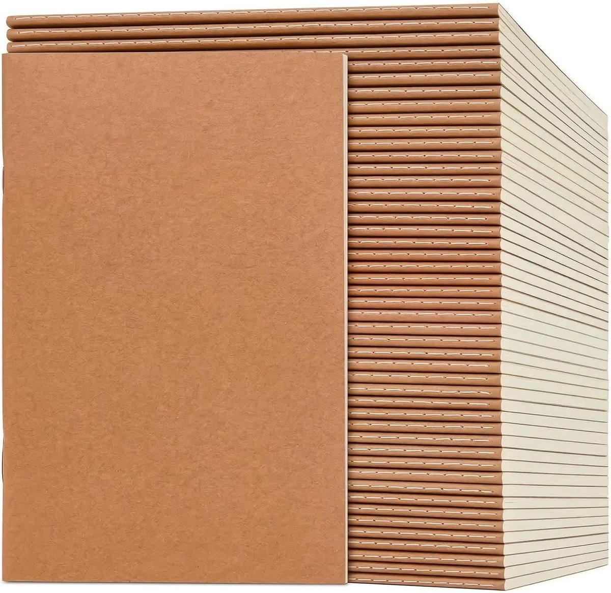 Thijox - A5 Notitieboek Set van 50 - Blanco Pagina's Kraftpapier Notitieblokken voor Kinderen en Volwassenen - Perfect voor School, Kantoor, Reizen en