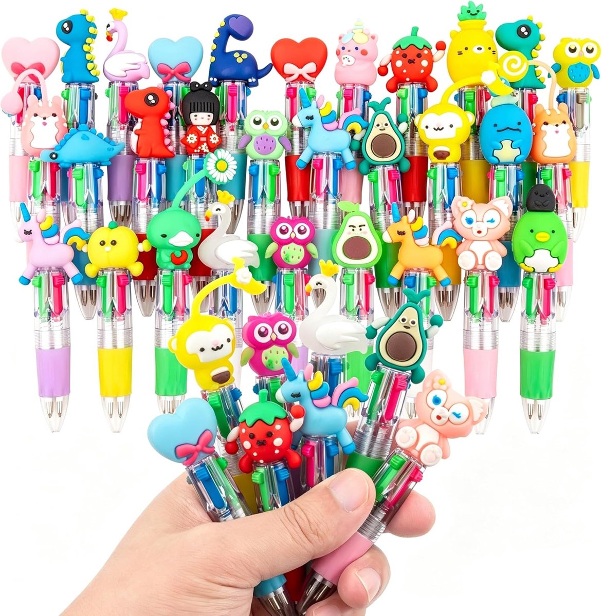 Thijox - Gekleurde Pennen Alles-in-een - Cartoon 4-Kleuren Pen Set (30-Pack) - Feestzakvullers voor Kinderen & Klasgeschenken - Creatieve Schrijfacces