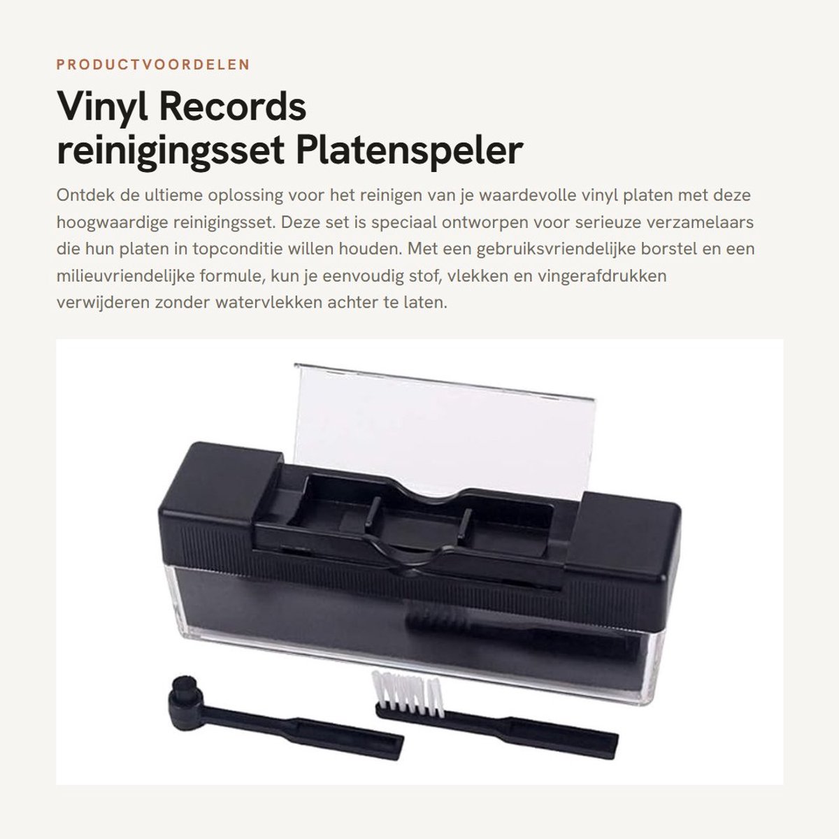 Inovra- Reinigingsset - Vinyl Platen - Borstel - Milieuvriendelijk - Effectieve Reiniging - Herstel van Grammofoonplaten - Zwart kunststof - Plaatreiniger