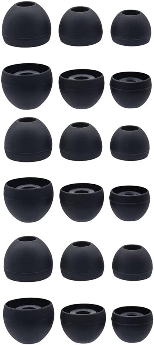 SnelShoppen - Vervangende Oordopjes, 9 Paar (18 Stuks), Silicone Oordopjes, Universeel, Geschikt voor de meeste Merken (Zwart, S/M/L 3 Maten)