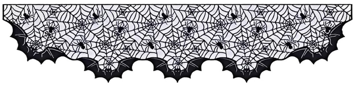 Halloween-decoratie voor open haard, spinnenweb vleermuis van zwarte kant, Halloween-decoratie, geest, elegante geest - ShopVlot