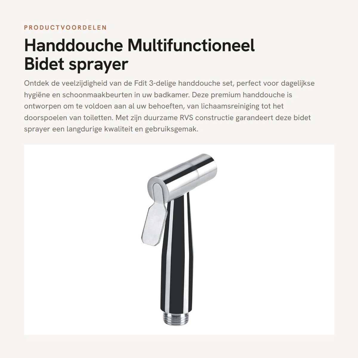 Inovra- Bidet Sprayer Set - Handdouche met Slang - Handdouchehouder - Roestvrij Staal - Multifunctioneel - Voor Lichaamsreiniging