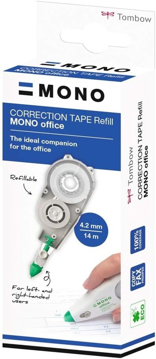Thijox - Navulcassette voor Correctieroller, 14m Band, Geschikt voor Links- en Rechtshandigen, Scheurvaste PET-band, Ideaal voor Kantoor en School