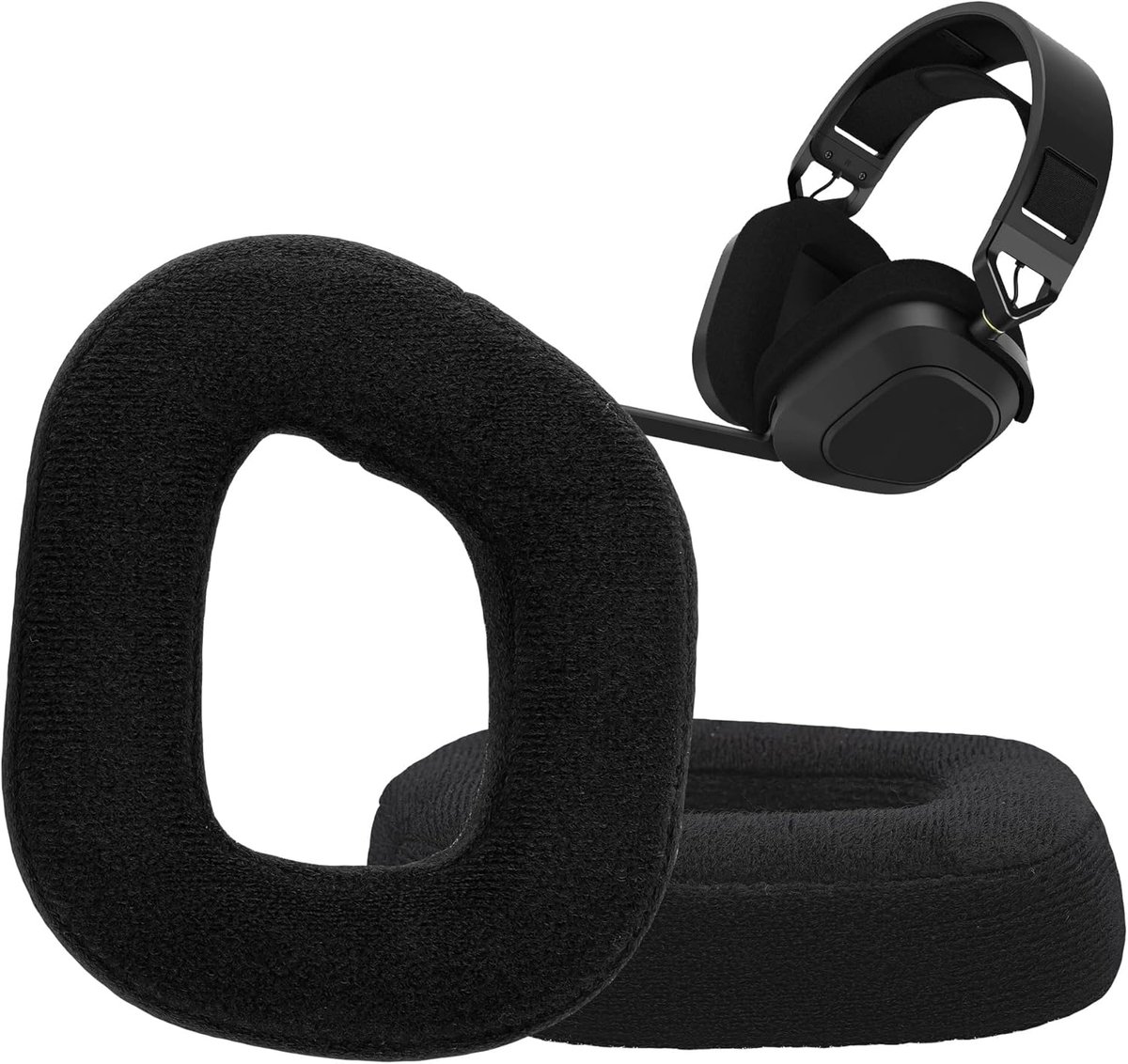 SnelShoppen - 2x Fluwelen Oorkussens voor Over-Ear Koptelefoons - Zachte Vervangende Kussens in Zwart - Compatibel met HS80 - Comfort en Stijl voor Ga