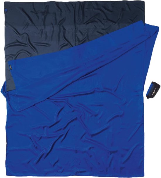 Dubbele Reis Slaapzak - Slaapzak Liner - Kamperen en Reizen - Zijde Materiaal - 220x176 cm - Blauw — afbeelding 2