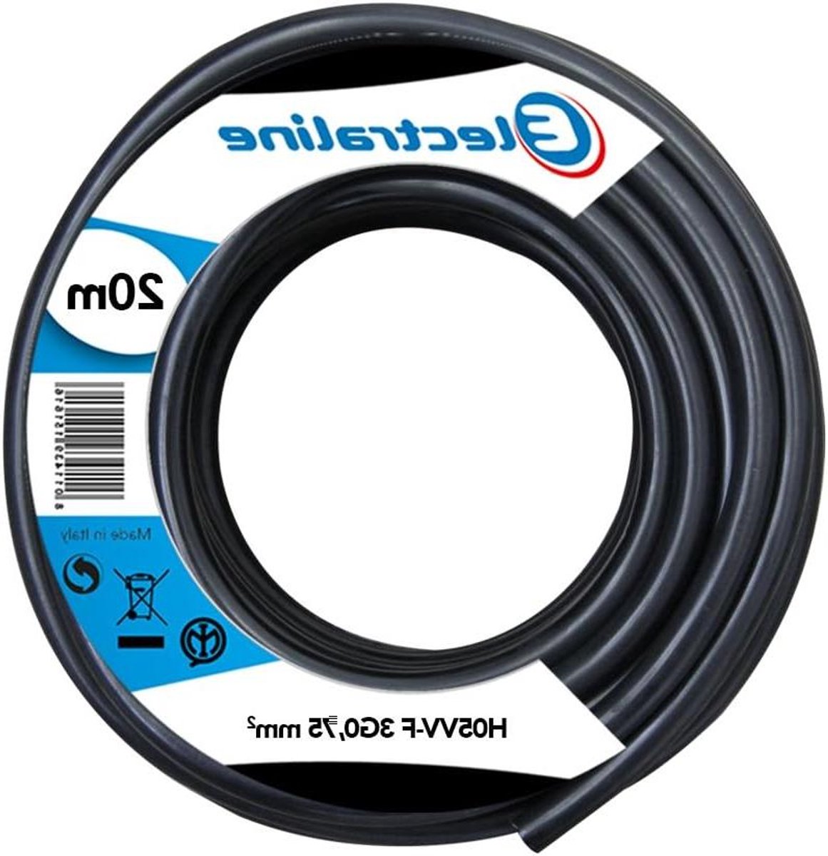 Kabelrol H05VV-F 3G1,5 mm - 20 meter Zwart