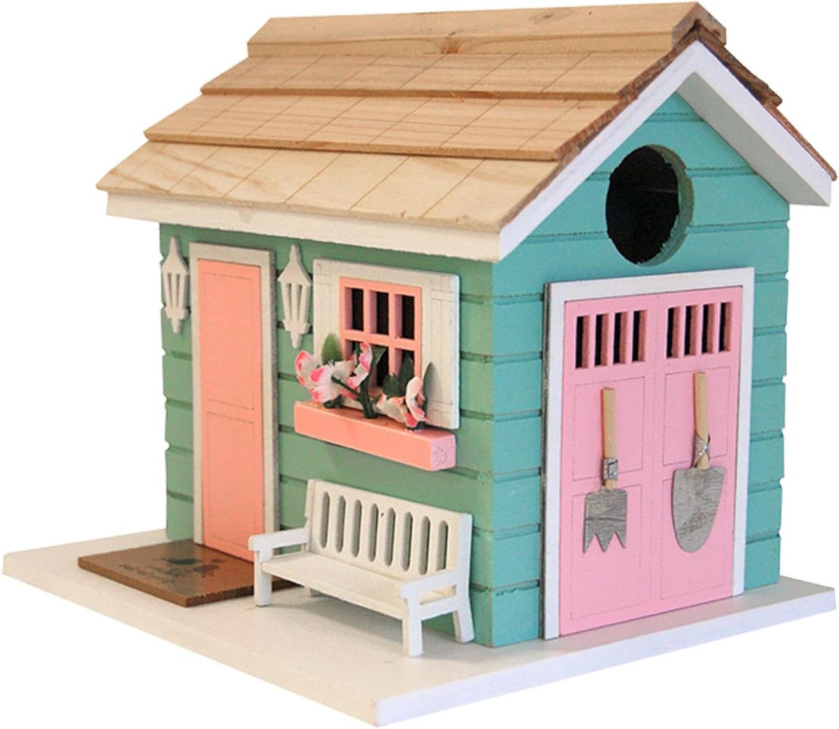 Vogelhuisje - Vogelwoning Tuin - Vogels Nestelen - Houten Constructie - 19 cm Breed - Roze