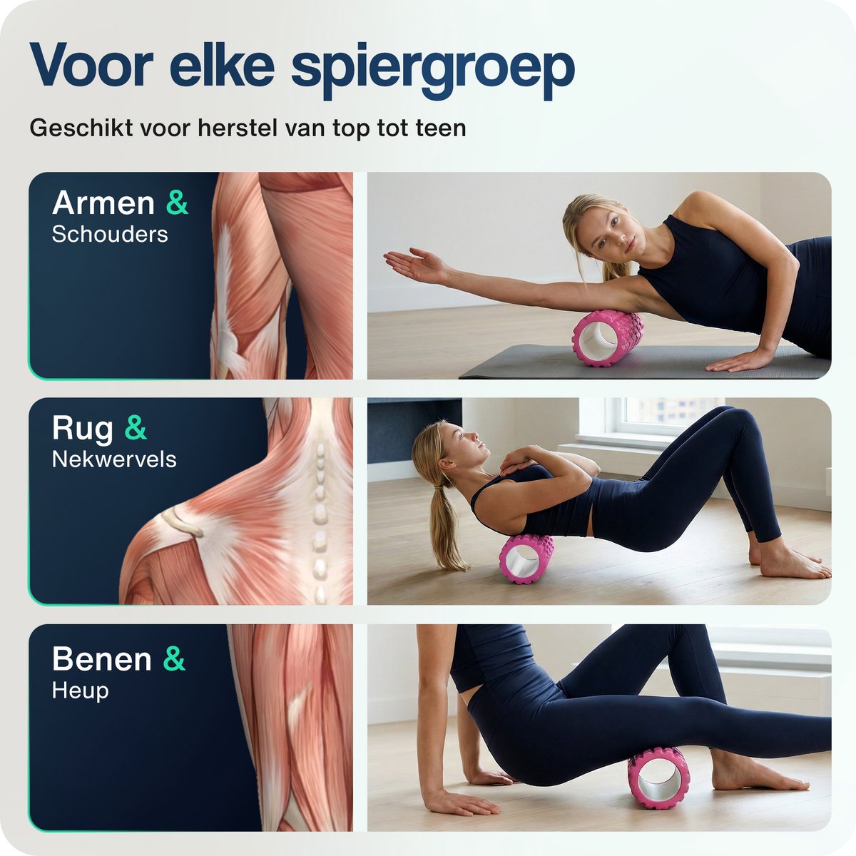 Hulser Sportieve bundel - Foam roller en Mini weerstandsbanden set - Roze - Met digitale startgidsen - Weerstandsband en Massage roller – Herstel - Fitness booty band en Yoga foamroller - Voor triggerpoint massage en stretch - Grid Trigger thumbnail 4