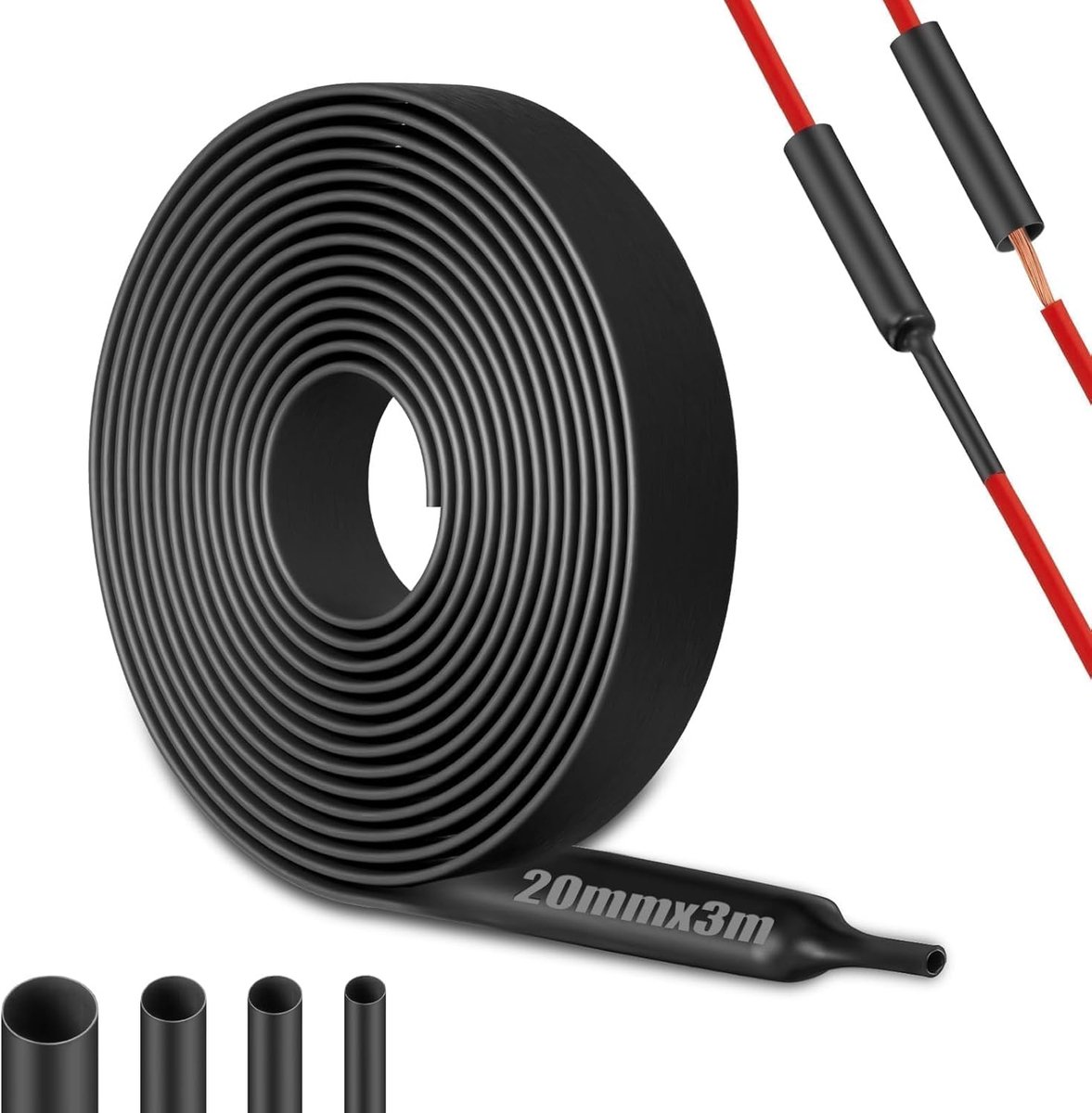 4:1 Warmtekrimpkous met Lijm, Waterdichte Krimpkous Ø20 mm x 3 m, Isolatie voor Kabels, Reparaties en Kabelbundeling