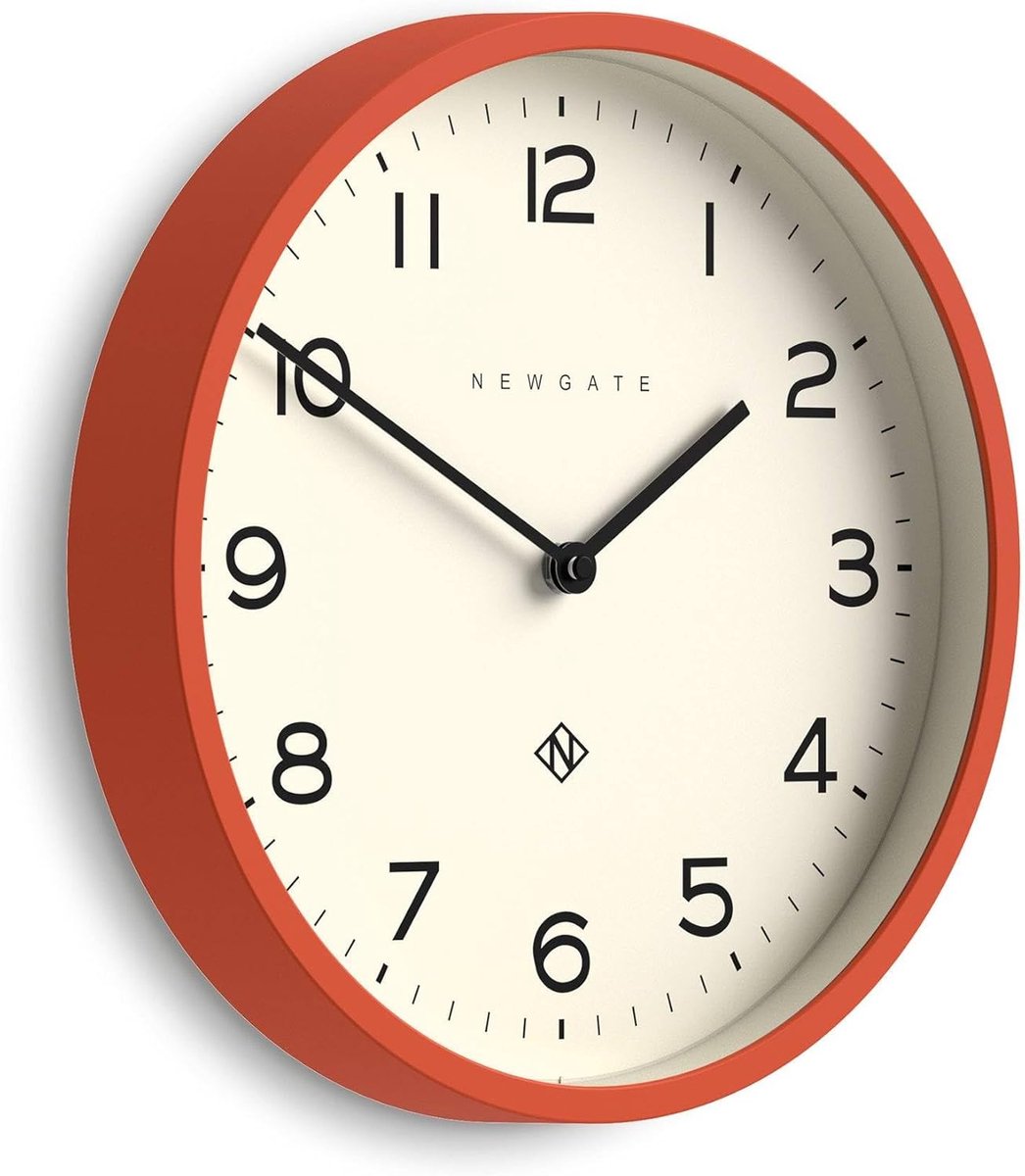 SnelShoppen - Moderne Ronde Wandklok 30cm - Oranje - Gemakkelijk Leesbare Cijfers - Ideaal voor Keuken, Woonkamer, Kantoor - Design Klok