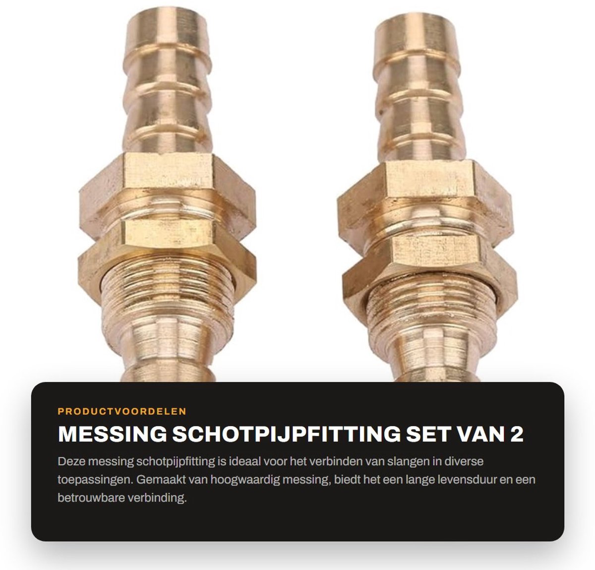 Dailygoods- Schotpijpfitting Messing - 2 Stuks - Slangpilaar/Koppeling - Connectoradapter - Schotkoppeling - Korte Ankerkoppeling - Hoogwaardige Materiaal - Slangfitting