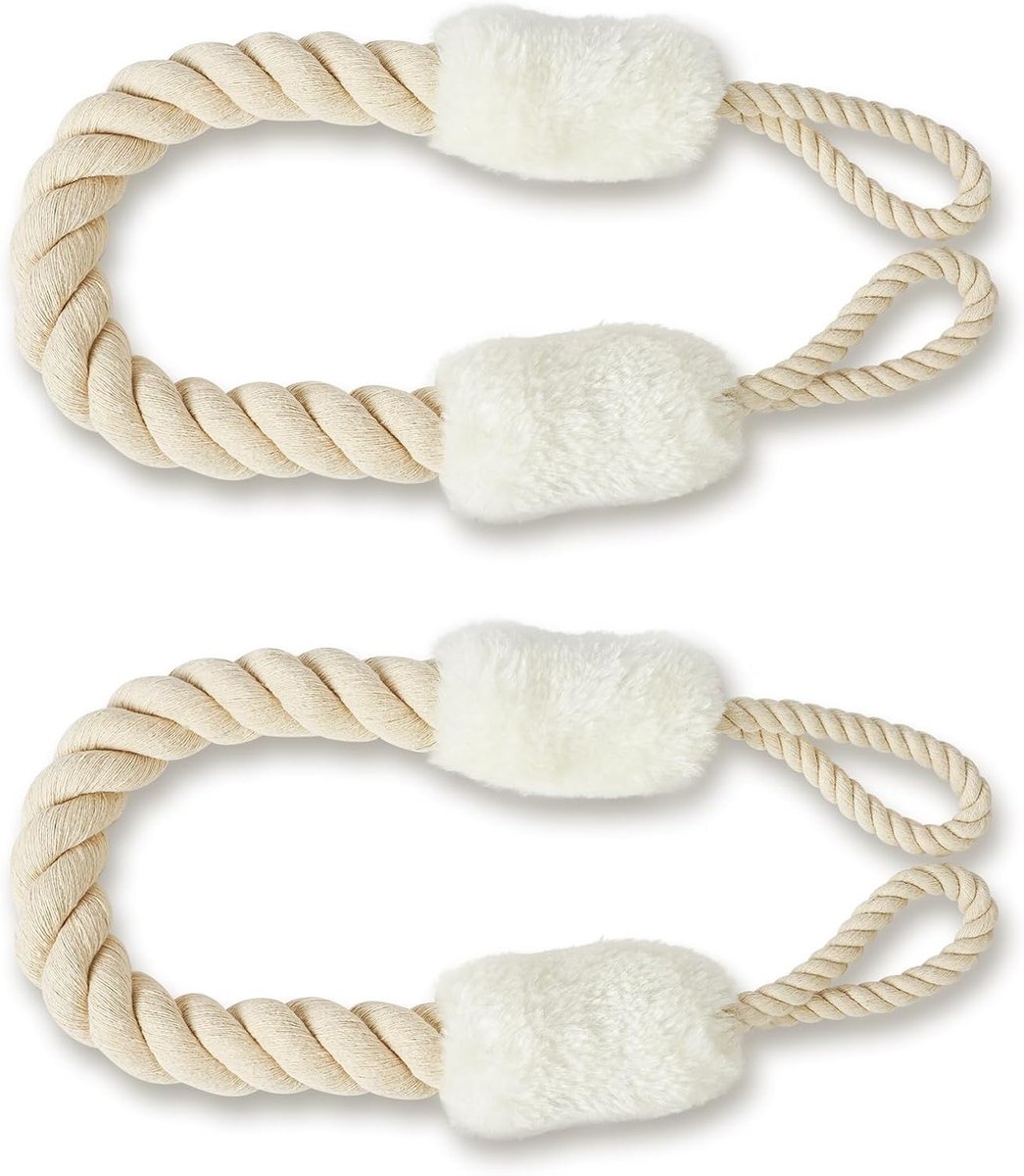 Thijox - Deurstopper Touw 2 Stuks - Katoenen Deurstopper 60 cm - Veiligheid voor Kinderen en Huisdieren - Anti-lek Touw voor Deuren en Ramen - Wit