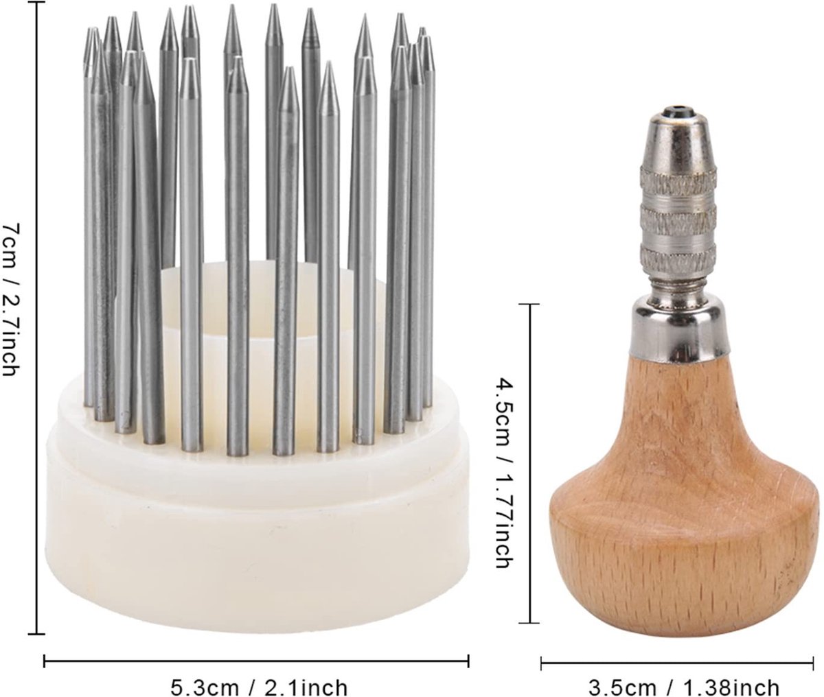Dailygoods- Sieraden Graver Set 23 Stuks - Kralen Gereedschap - Beaders Met Houten Handvat - Organizer Case - Premium Metaal - Hoogglans Gepolijste Tips