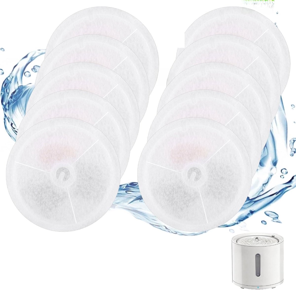 Thijox - 10 Stuks Kattenfonteinfilters voor Petkit Eversweet Solo 2/SE/3 Pro/2S/3, 5-Traps Actieve Kool en Ionenuitwisselingshars, Wit Waterdispenser