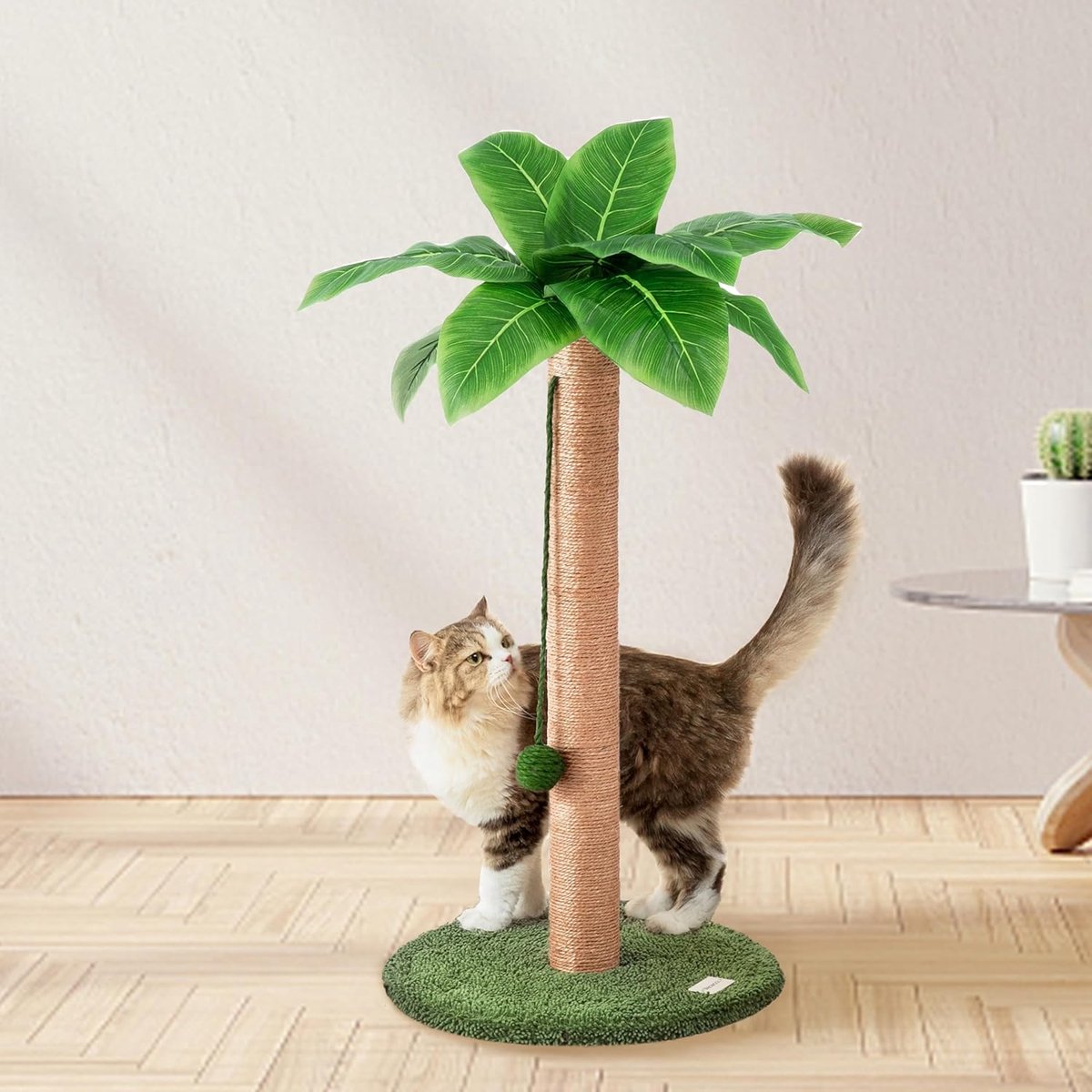 Thijox - Schattige Meowoou Krabpaal voor Katten 60 cm - Krabpaal met Sisal-Touw en Bungelende Ballen voor Kitten, Kleine en Middelgrote Katten - Ideaa