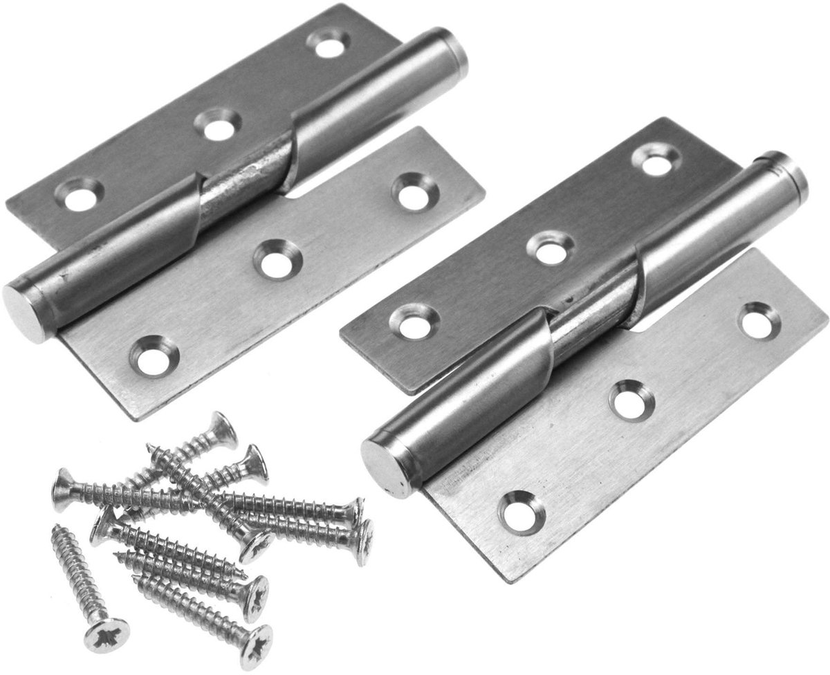 Dailygoods- Deurenhinge 3" - 2 Stuks - Roestvrij Staal - Verstelbaar - Voor Binnendeuren - Inclusief Schroeven - Deuren