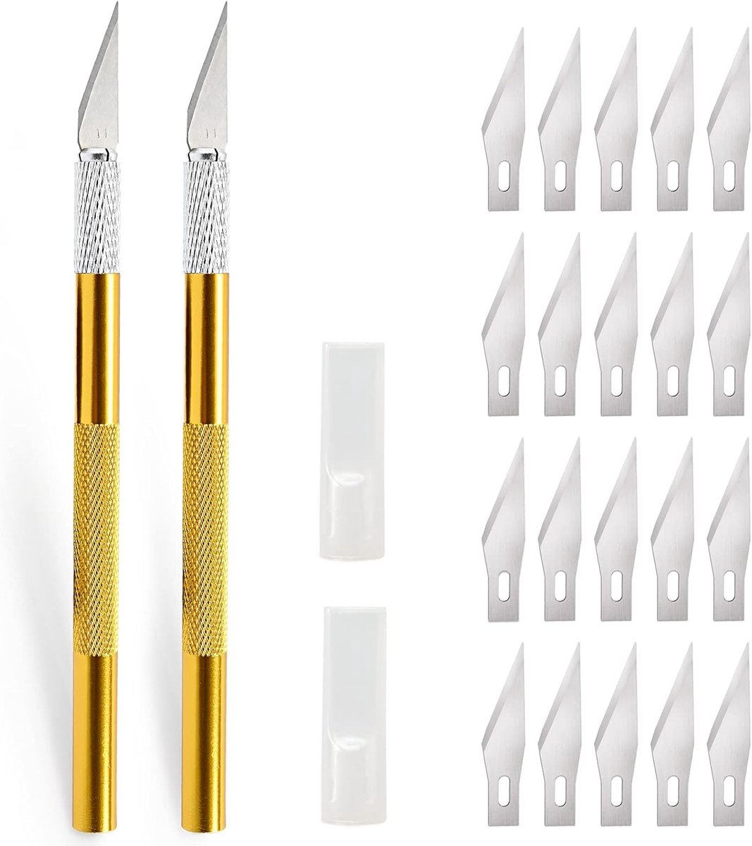 Thijox - 2 Stuks Scalpel met 20 Reservemesjes - Knutselmes Cuttermes Hobbymes Snijmes voor Doe-Het-Zelf Kunstwerk Snijden, Graveren, Beeldhouwwerk, Al