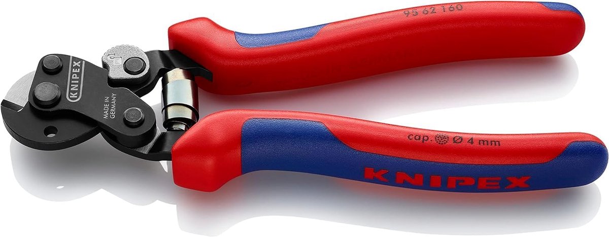Thijox - KNIPEX Staaldraadschaar 160 mm voor stevige draadkabels, met meer-componenten greep, ideaal voor fietsremmen, koppelingskabels en parkeerremk