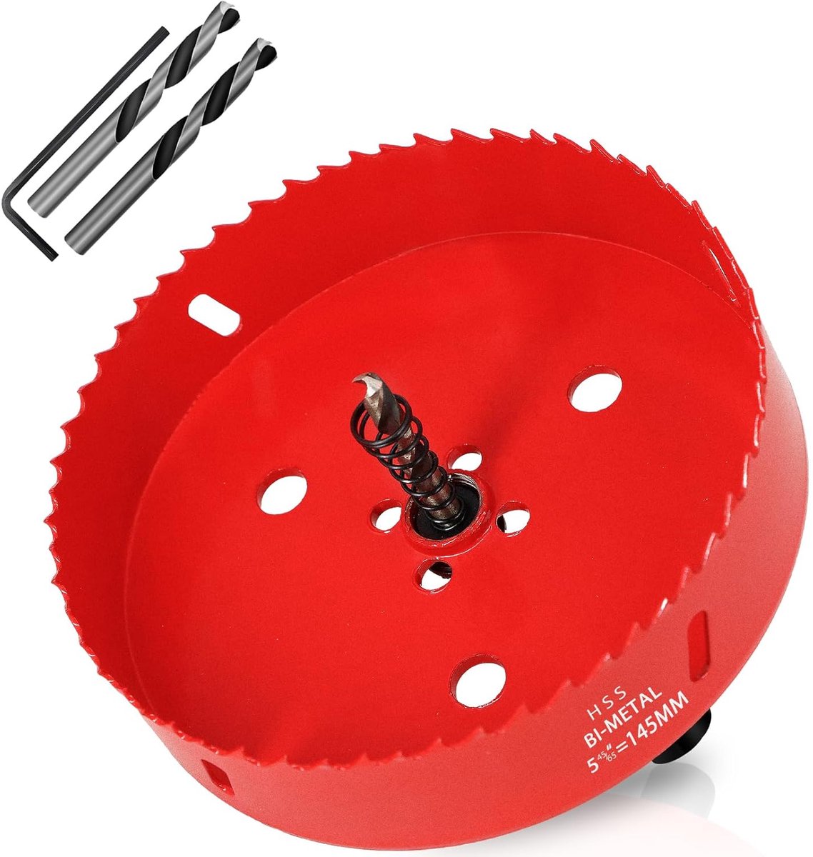 SnelShoppen - Hole Saw 100 mm HSS M42 Bimetalen Boor voor Hout, Plastic, Gipsplaat, Staal - Universele Zaag met Hex Shank voor Precisie Snijden, Rood