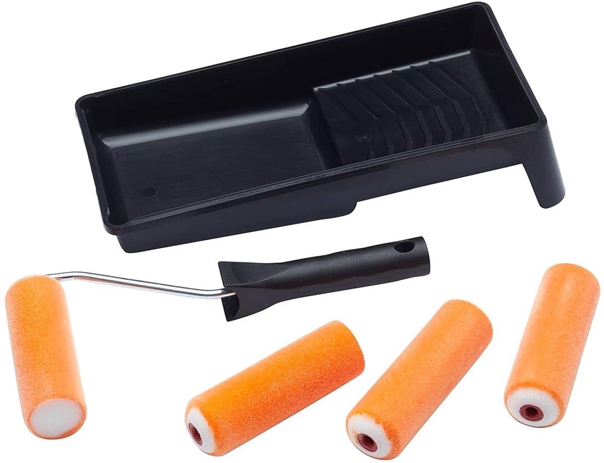 Thijox - ProDec Advance 6-delige Mini Verfrollers Set 4 inch Flock voor Ultra-Gladde Afwerking met Glanzende en Satijnen Verven op Plinten, Vensterban