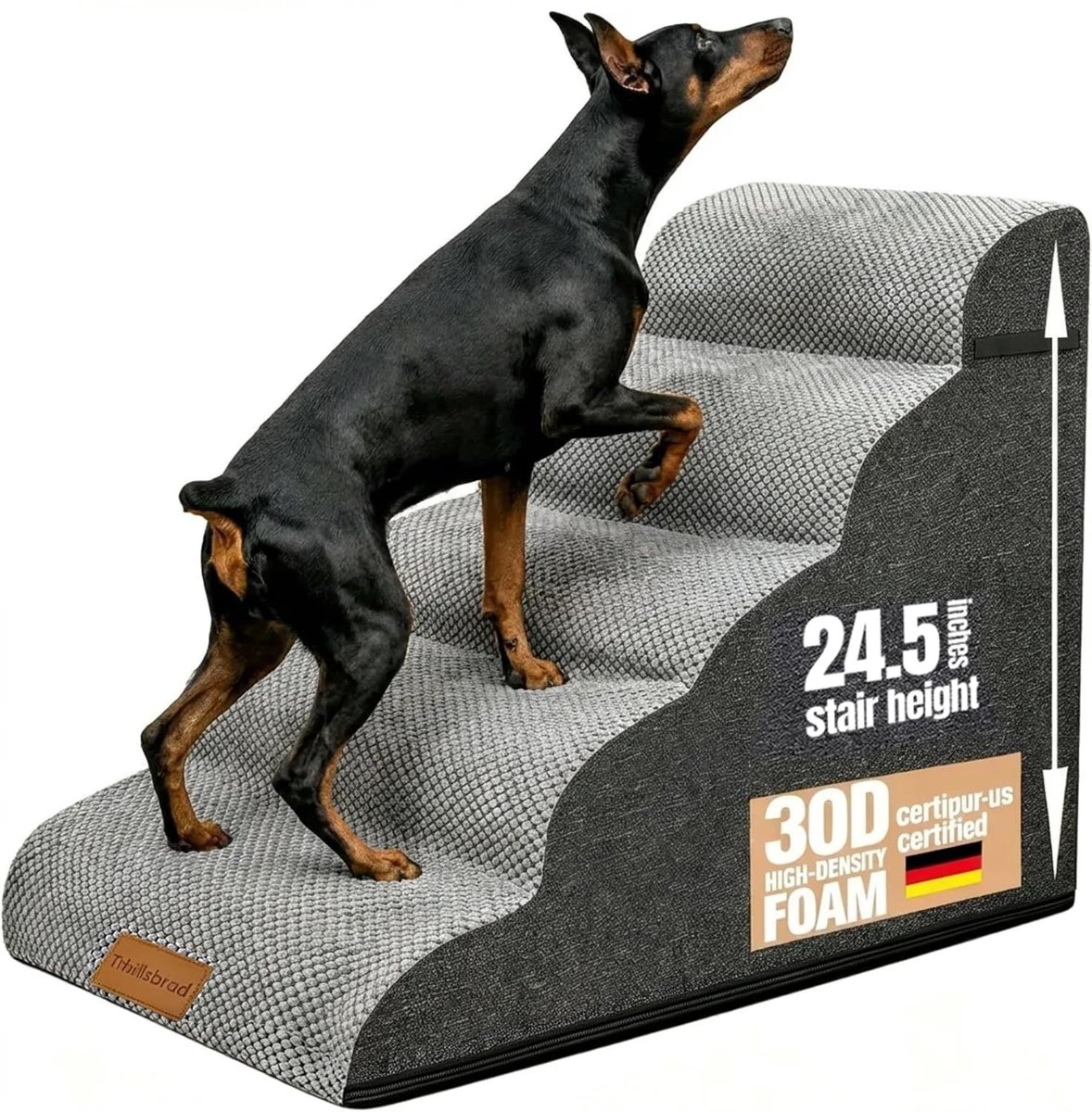 Dailygoods- Hondentrap 62 cm Hoog - Antislip Huisdiertrap - 5 Treden - Schuimrubberen Trap - Geschikt voor Kleine/Grote Honden - Comfortabel en Gewrichtsvriendelijk