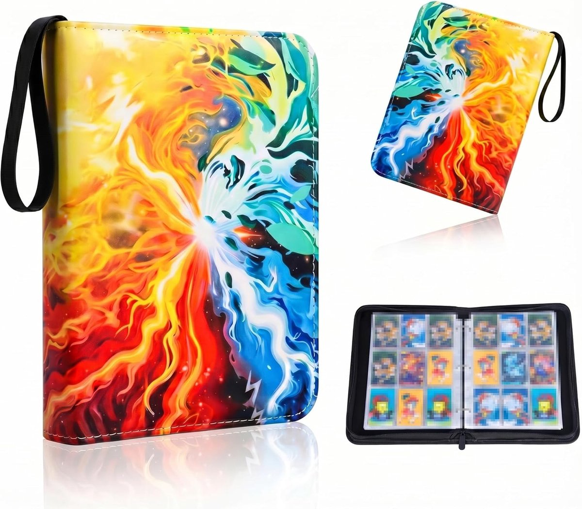 SnelShoppen - Trading Cards Album 900 Hoesjes, 50 Pagina's, Zipper, Waterdicht, PU Leer, Perfect voor Kids en Verzamelingen