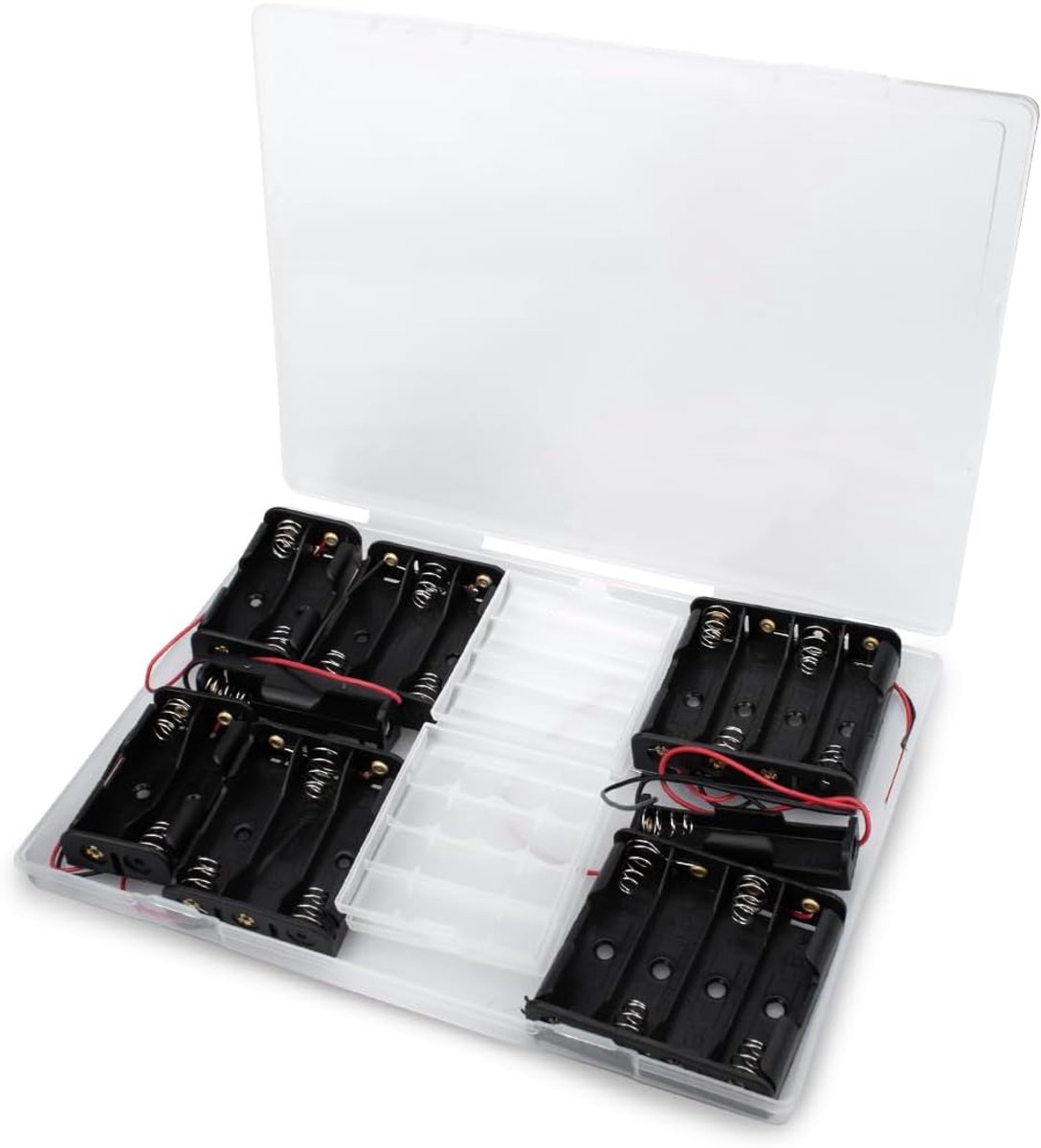 AA batterijhouders - houders voor 1/2/3/4 AA batterijen - inclusief 2 opbergdozen - ideaal voor hobbyprojecten - ShopVlot