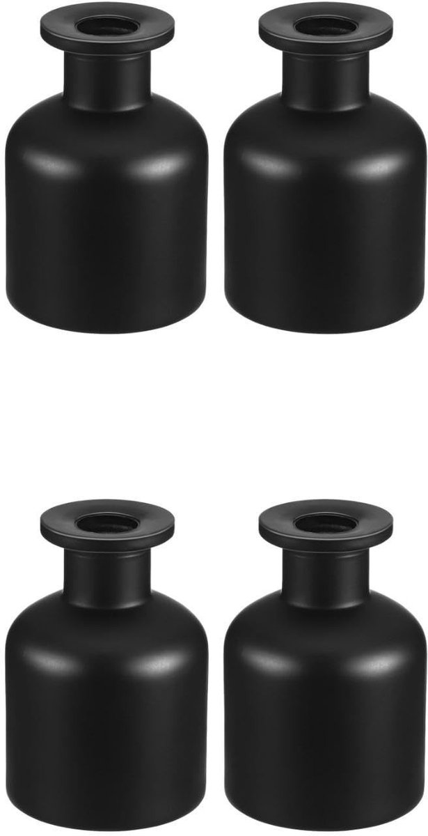 Dailygoods- Diffuser 150 ml - Glazen Diffuser Flessen - Lege Aromatherapie Containers - Elegant Ontwerp - Cilindrische Vorm - Zwarte Afwerking - Aromatherapie Fles