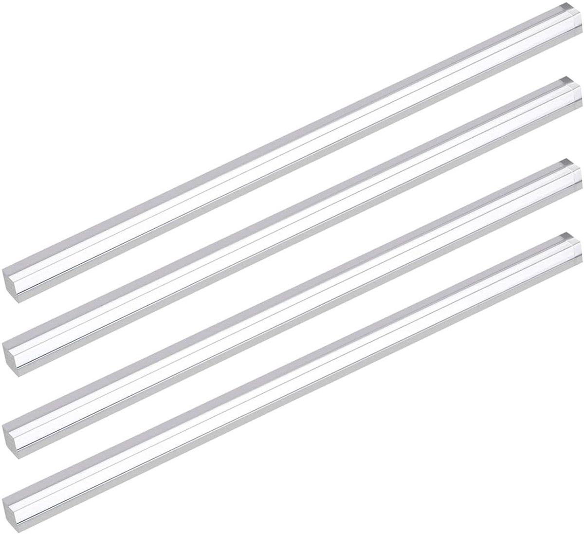 4 Packs 10mm x 10mm x 250mm Heldere Acrylaat PMMA Staven voor Creatieve Projecten en Ambachten
