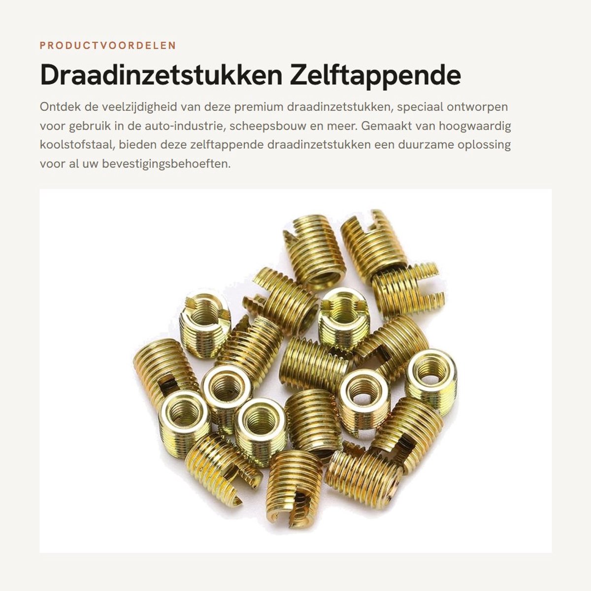Inovra - Draadinzetstukken - Zelftappende draadinzetstukken - Hoogwaardig koolstofstaal - 20 stuks - Hardware-accessoires - Geschikt voor diverse...
