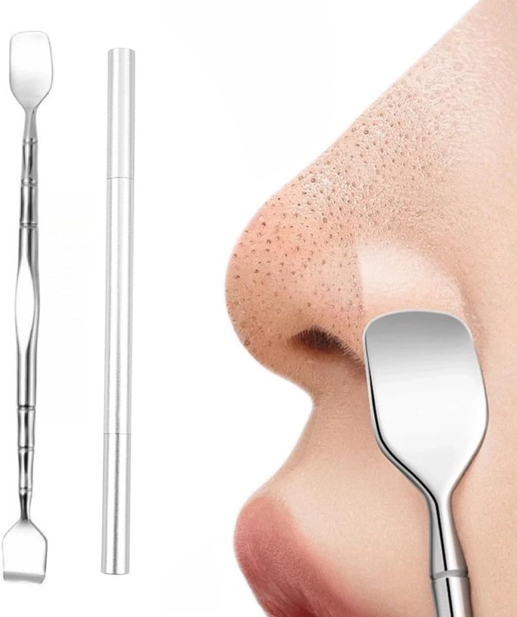 SnelShoppen - 2 Stuks Zwarthead Reinigingsgereedschap, RVS Pore Cleaner, Zwarthead Verwijderaar voor Gezicht, Effectieve en Hygiënische Pimple Remover