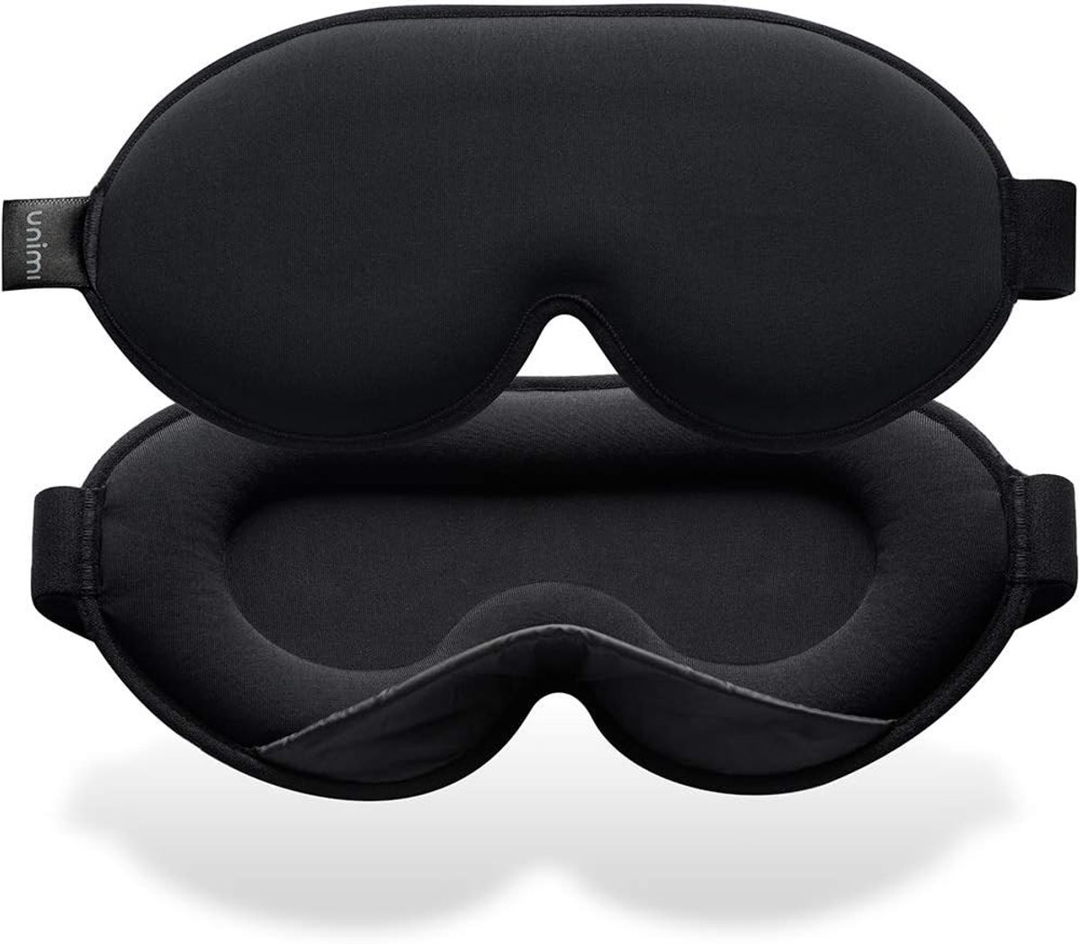 3D Oogmasker van Geheugenfoam met Verstelbare Band voor Dames en Heren, Ideaal voor Reizen, Naps en Yoga, Zwart, Lichtdicht en Comfortabel