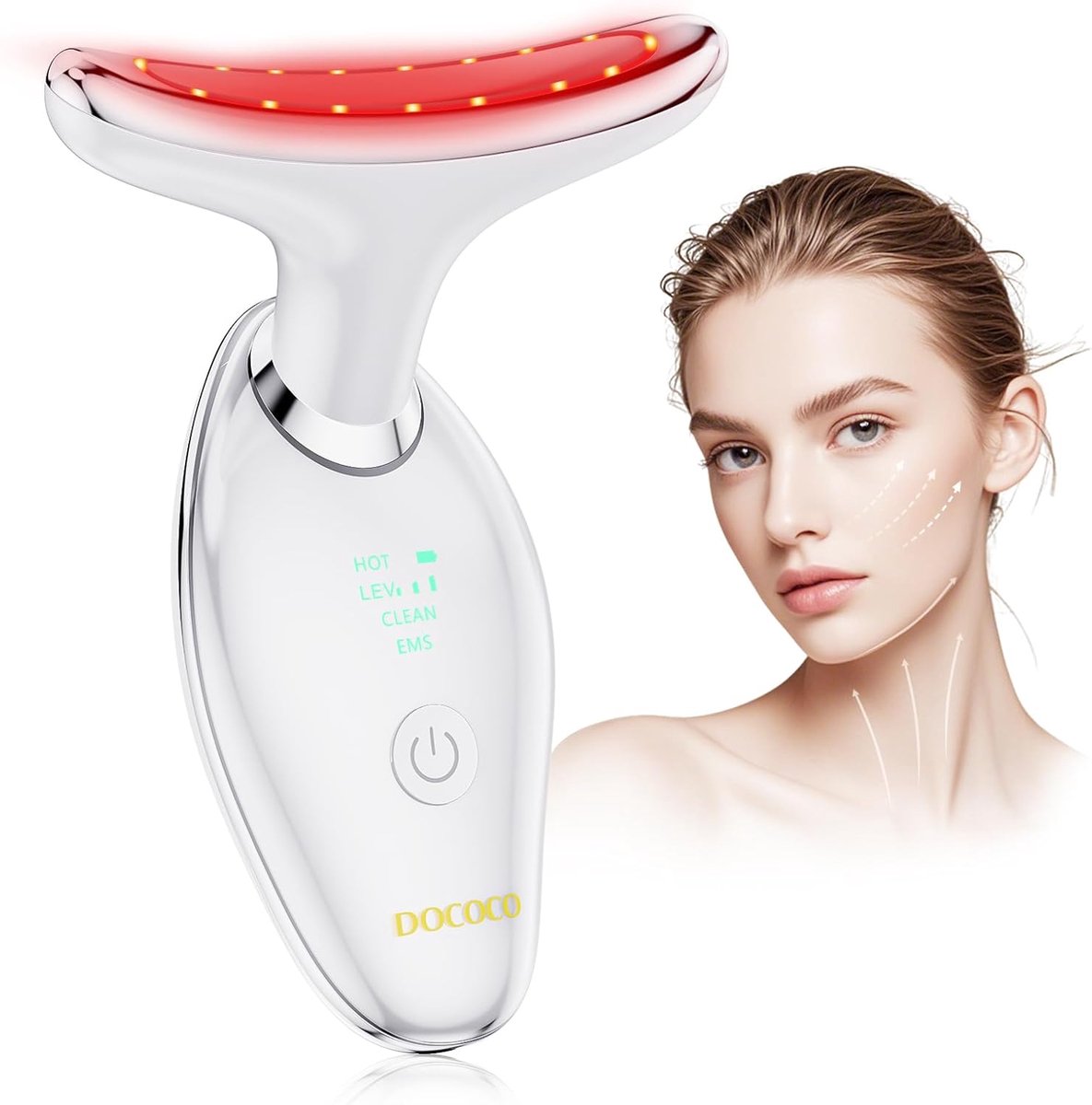 Thijox - Gezichtsmassageapparaat met 6 modi, elektrisch anti-aging massageapparaat voor huidversteviging, 45°C, rimpelbestrijding, compact design 12x9