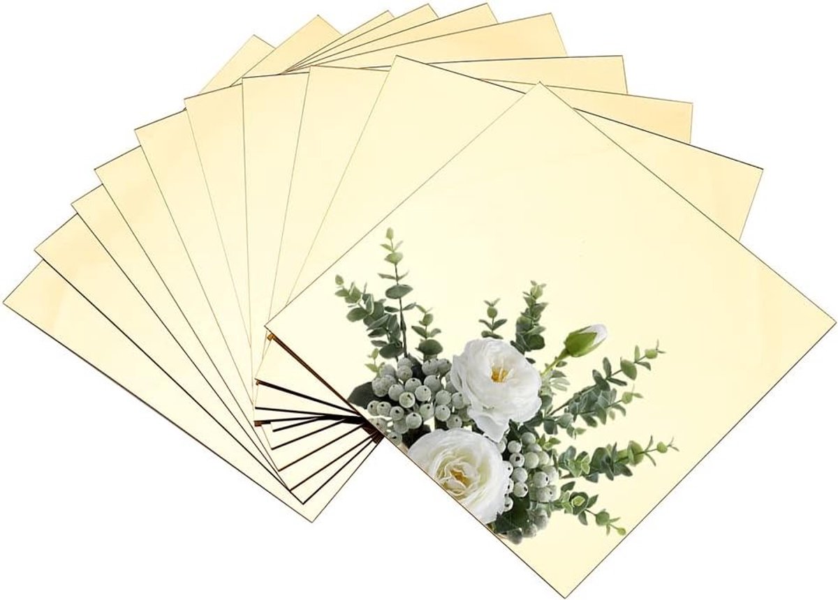 Vierkante Spiegeltegels voor Wanddecoratie, Zelfklevende Acryl Spiegels, Flexibele Frameloze Wandstickers voor Thuis, Badkamer, Slaapkamer en Kantoor, Set van 10 Stuks