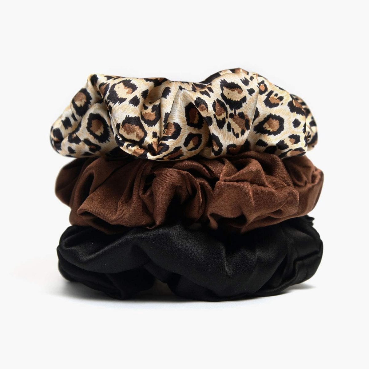 SnelShoppen - 3 Stuks Zijde Scrunchies voor Haar, 100% Pure Moerbeizijde Haarbanden, Elastische Ponytail Houders, Geen Schade, Satijnen en Fluwelen Sc