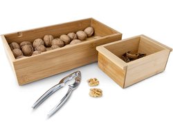 Thijox - ROMINOX RX2260 Notenkraker Set - Bamboe & Metaal - Decoratieve Notenkraker met Houten Schalen - Flexibele Notenhouder voor Keuken, Feest & Ca