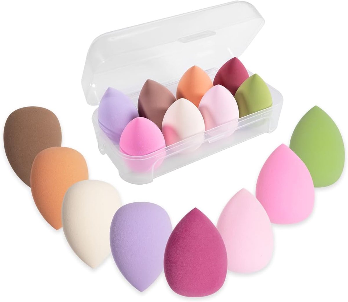 SnelShoppen - 8-delige Make-up Spons Set, Beauty Mixer, Wasbare Make-up Eieren in Diverse Kleuren, Poederkwast, Make-up Spons, Make-up Verwijder Pad,