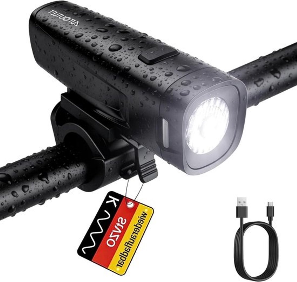 Led Fietslamp - Fietsverlichting Voor - Veilig Fietsen - StVZO Keurmerk - 113 x 97 x 57 cm - Zwart