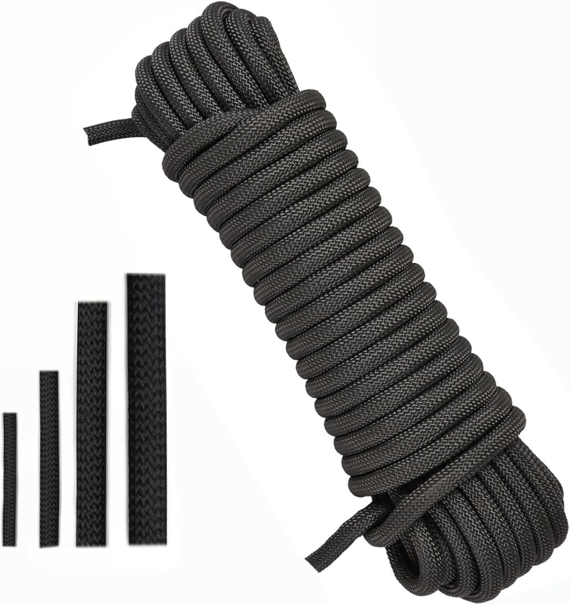 Multifunctionele Touw van 10 mm en 30 m - Zwart Polypropyleen, Verstevigd Ankertouw, Nylon Koord en Vlechtlijn voor Diverse Toepassingen