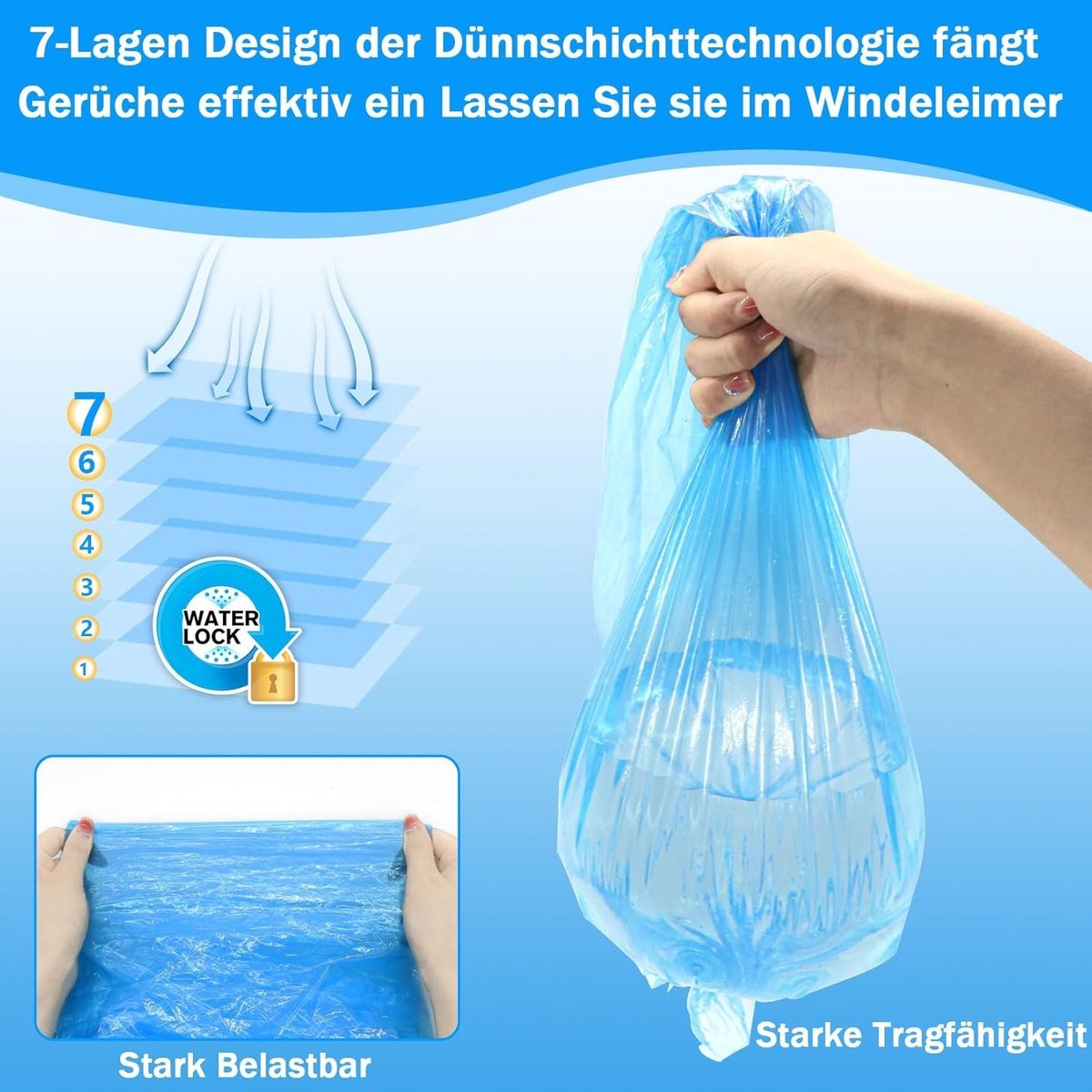 Nappy Bucket Navullingen - 18 Stuks - Blauw - Ideaal voor Luiers, Geurcontrole en Gemak
