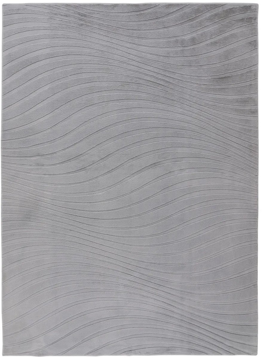 Dutch XXL Japandi Vloerkleed | Tapijt | Comfort | Golven | Zilver | 120x170 cm