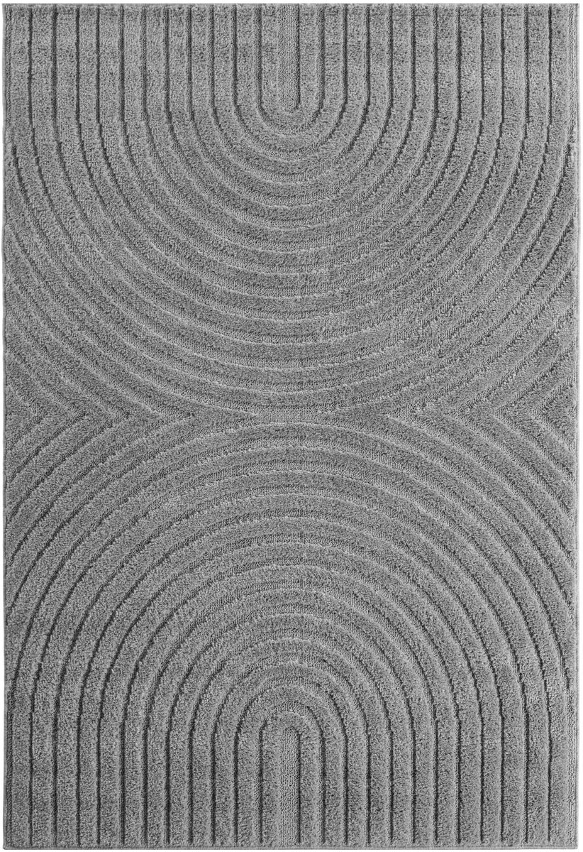 Dutch XXL Japandi Vloerkleed | Tapijt | Art | Bogen | Zilver | 140x200 cm