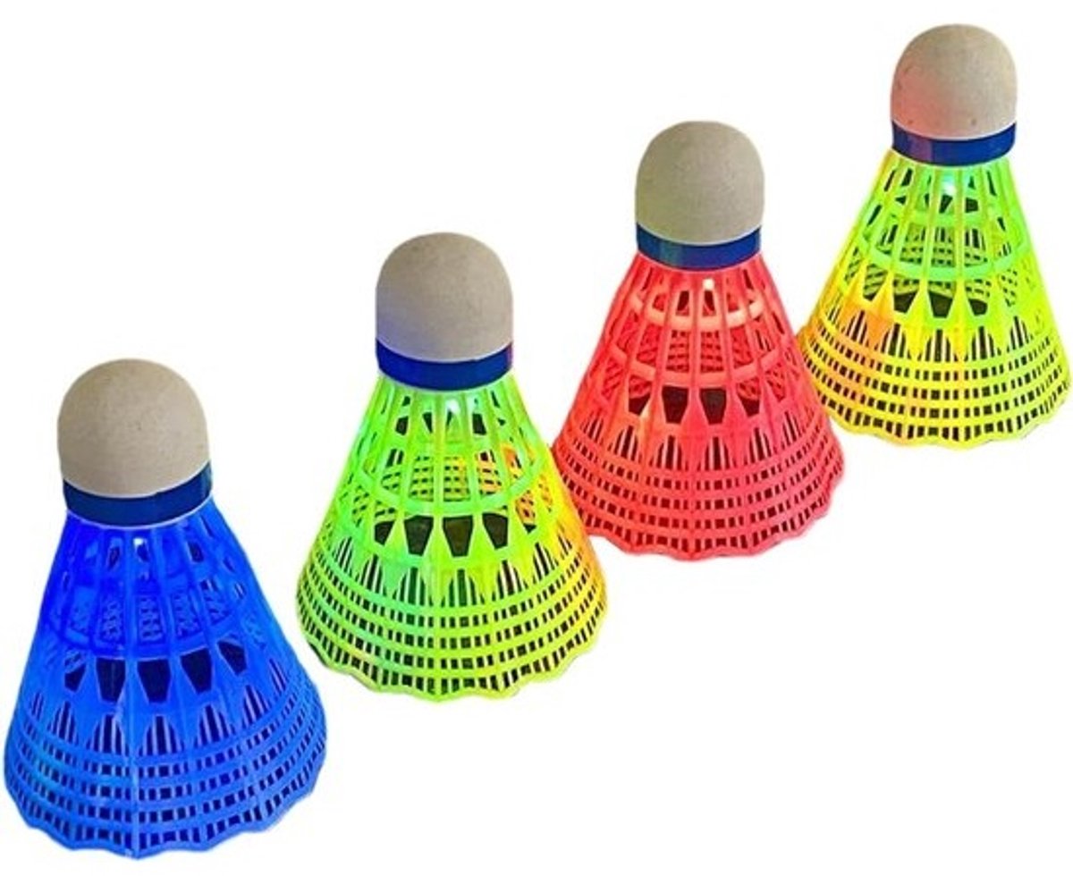LED Pluimbal - Badminton Shuttle - Avond Sporten - Verlichte Zichtbaarheid - 4 Delen - Multicolor