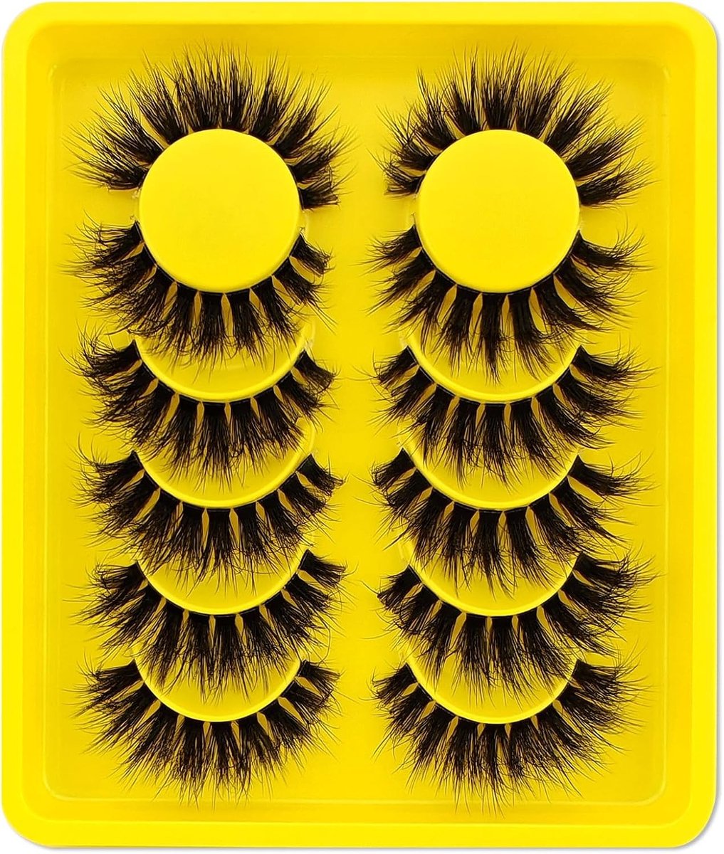 6 Paar Duidelijke Band Kunstwimpers Cat Eye, 15mm Fluffy Russische Volume Wimpers, Natuurlijke Look en D Curly Wispy Effecten