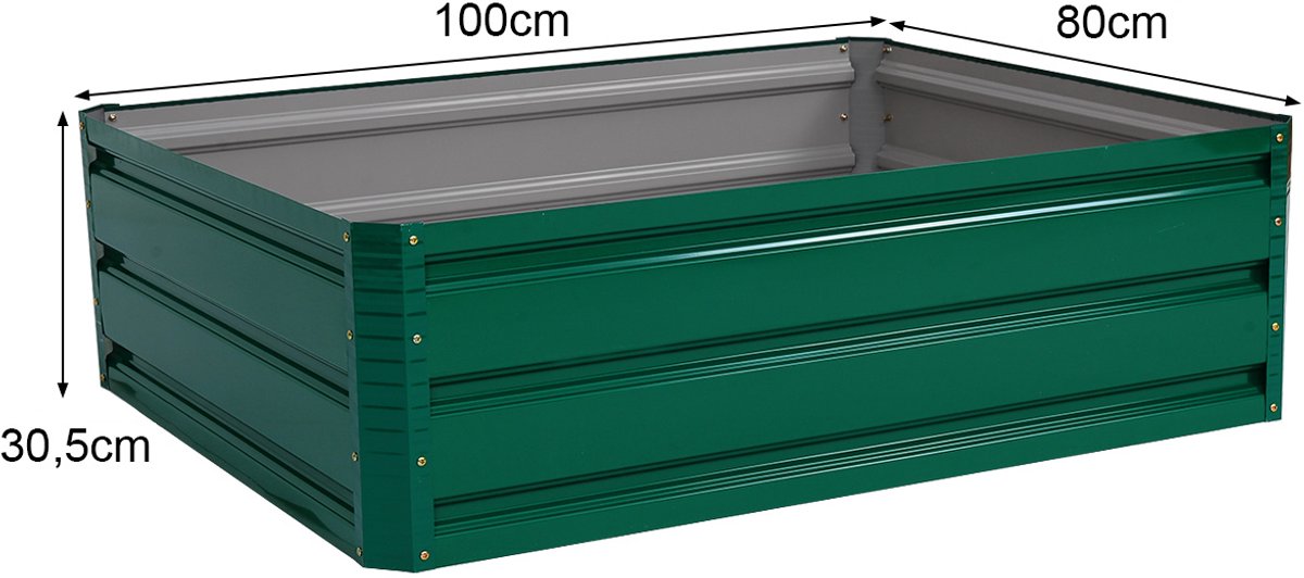 SureDeal® - Tuinier - Hoge Bed Staal - Groenten Bloemen Kruiden - 100x80x30,5 cm - Donkergroen