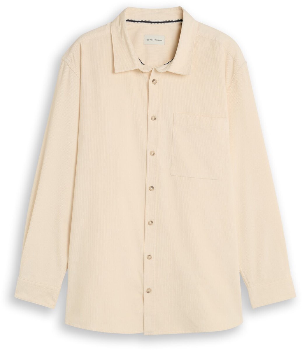 Tom Tailor - Plus Size - Corduroy overhemd met borstzak - Maat 4XL - Gardenia White