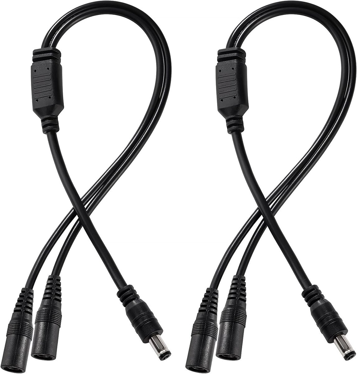 2Pcs 0.5x0.3cm 5-24V Male naar 2 Female DC Power Splitter Kabel voor CCTV Camera's, LED Strips en Routers, Dubbele Stroomkabel voor Efficiënte Voeding