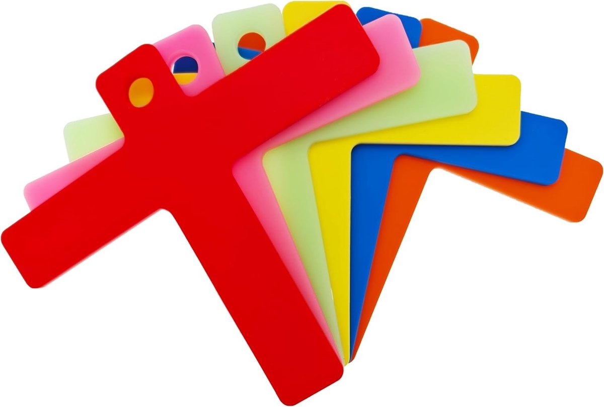 Set van 6 Silicone T Marks voor Acteurs - Positie Markeringen in 2 Fluorescerende Kleuren voor Theater en Podiumgebruik